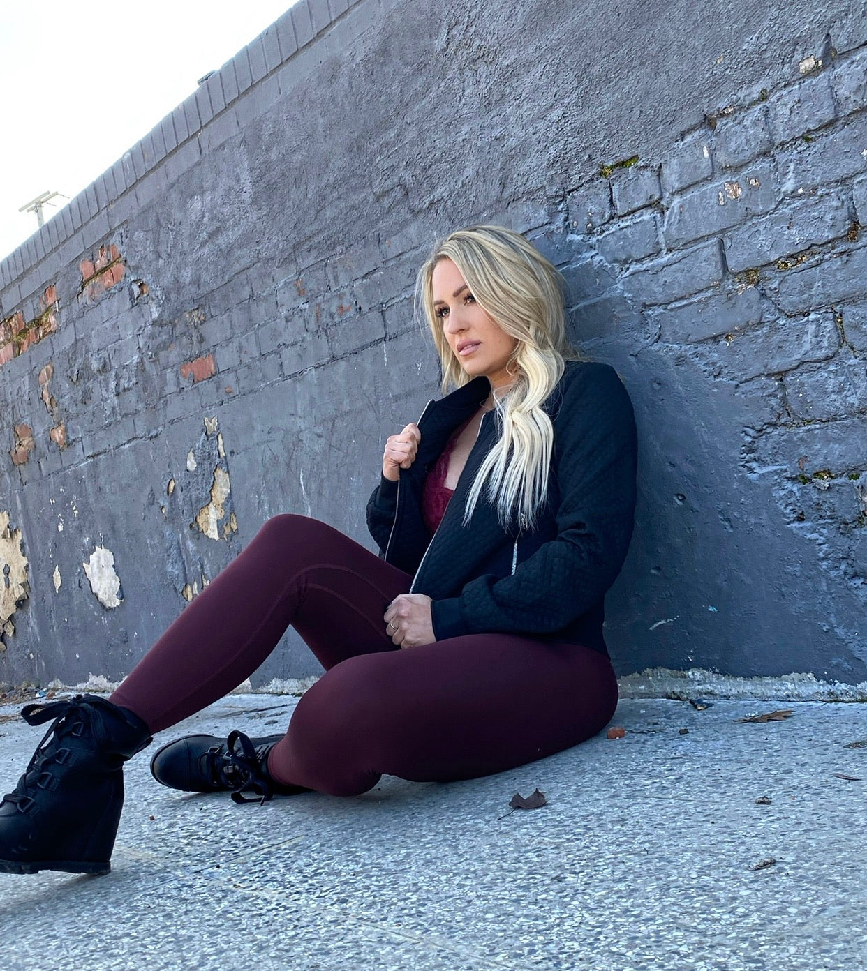 Black Diamond Stitched Zip-Up