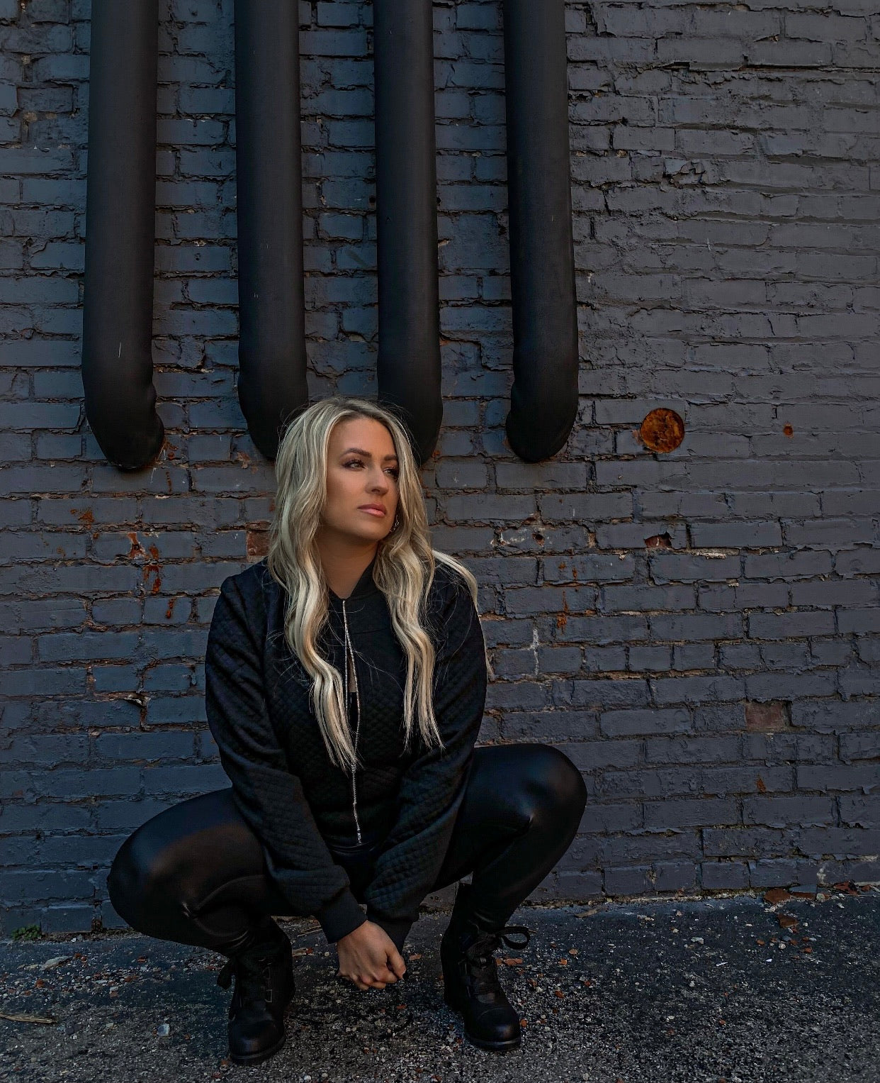 Black Diamond Stitched Zip-Up